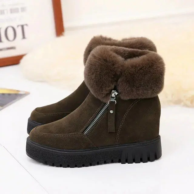 Women's Stylish & Comfortable Short Winter Boots with Integrated Heel