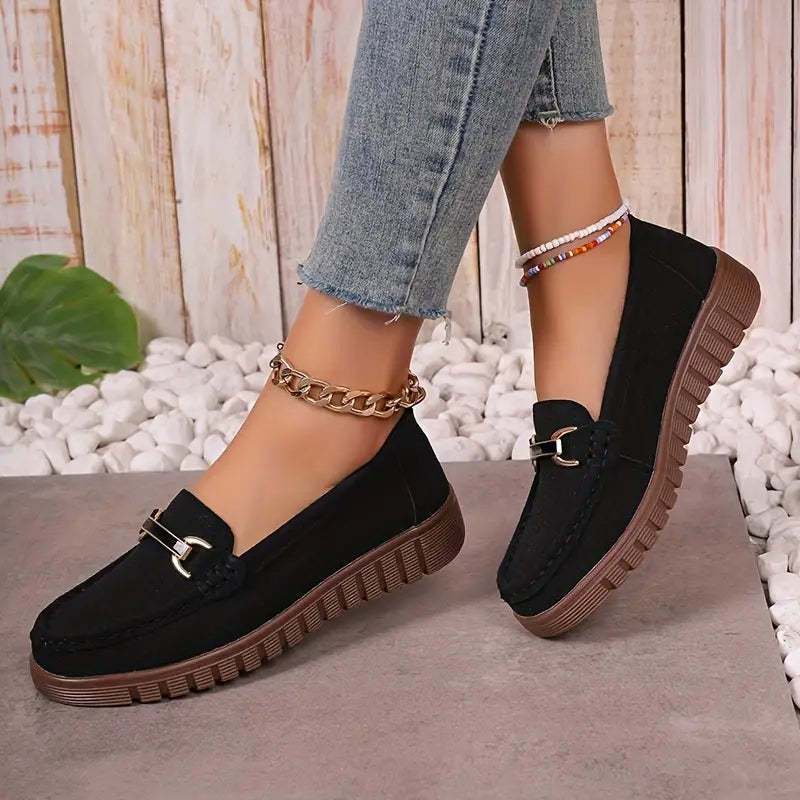 Women's Stylish Moccasin Shoes Black