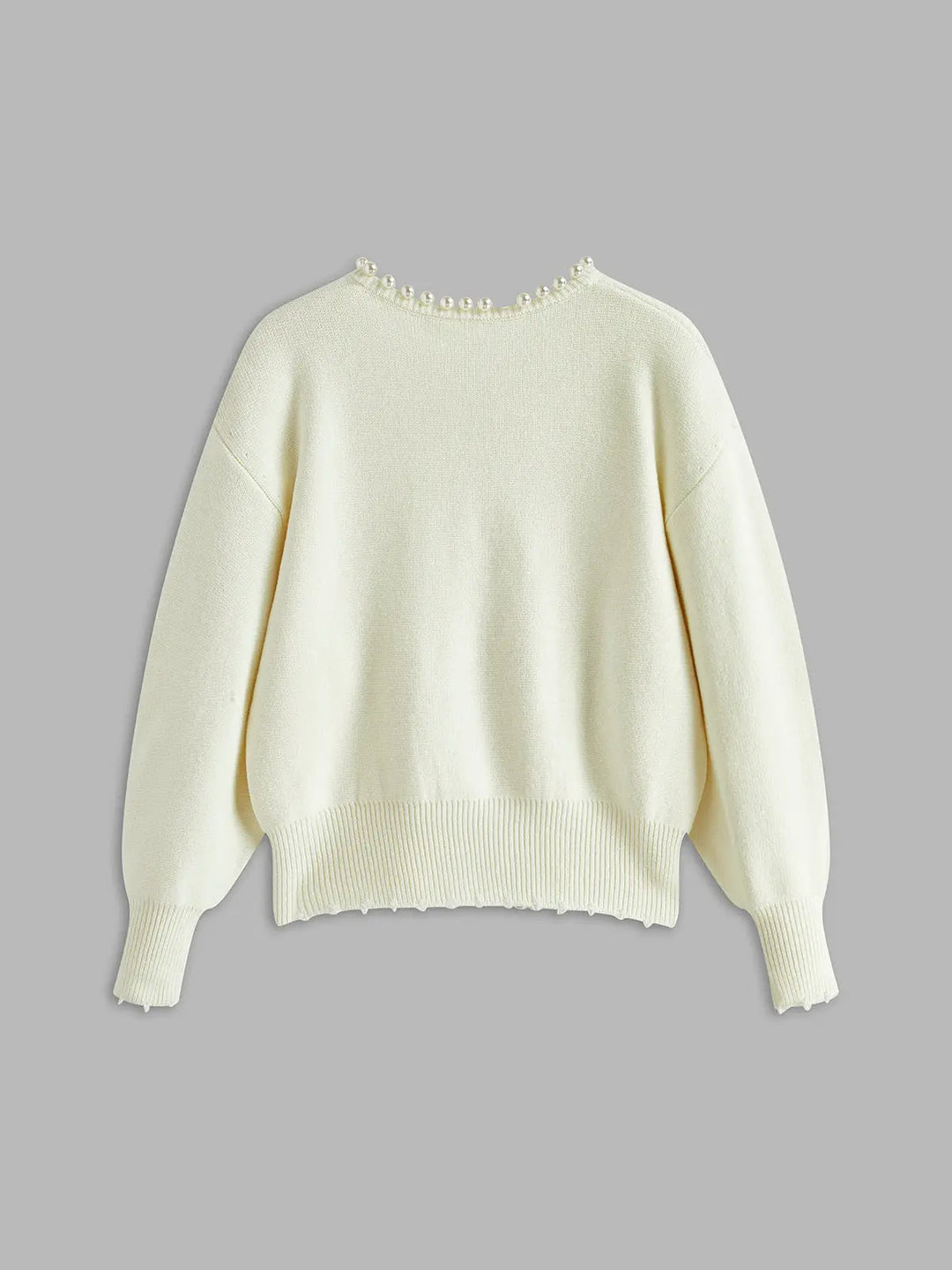 Women's Stylish Pearl Trim Cardigan – Versatile Layering Essential