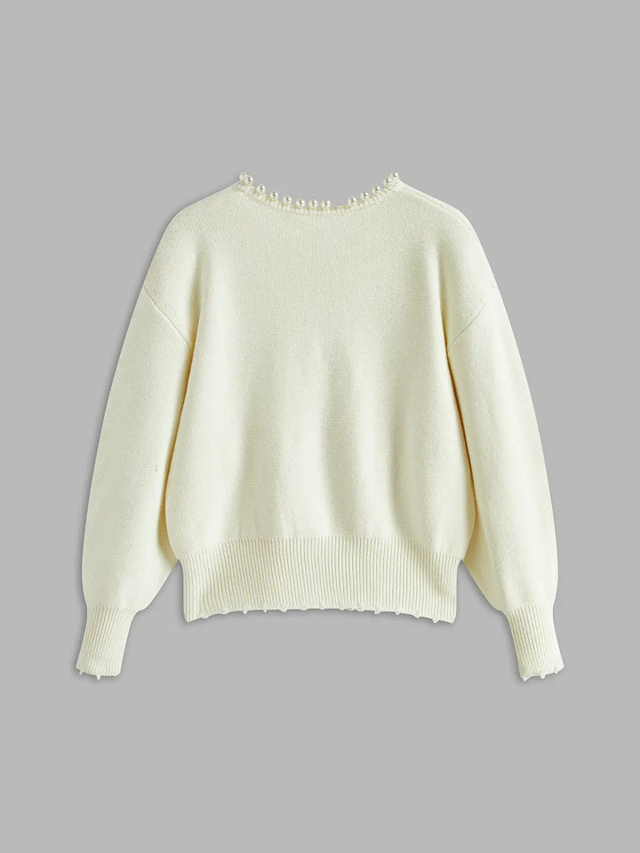 Women's Stylish Pearl Trim Cardigan – Versatile Layering Essential