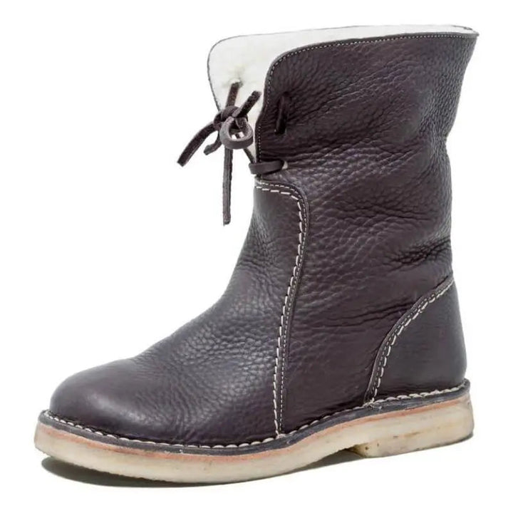 Women's Stylish Waterproof Black Boots – Cozy Winter Footwear Dark Brown