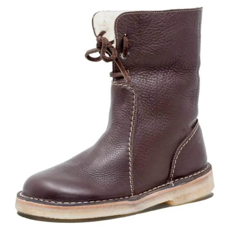 Women's Stylish Waterproof Black Boots – Cozy Winter Footwear Coffee