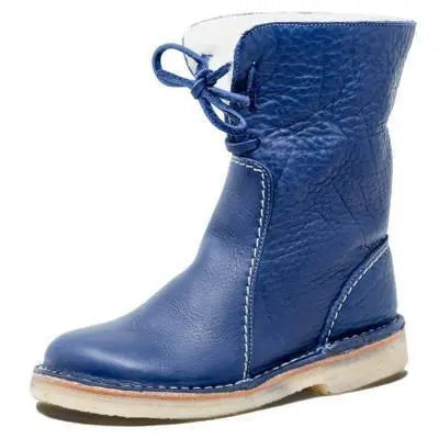Women's Stylish Waterproof Black Boots – Cozy Winter Footwear Blue