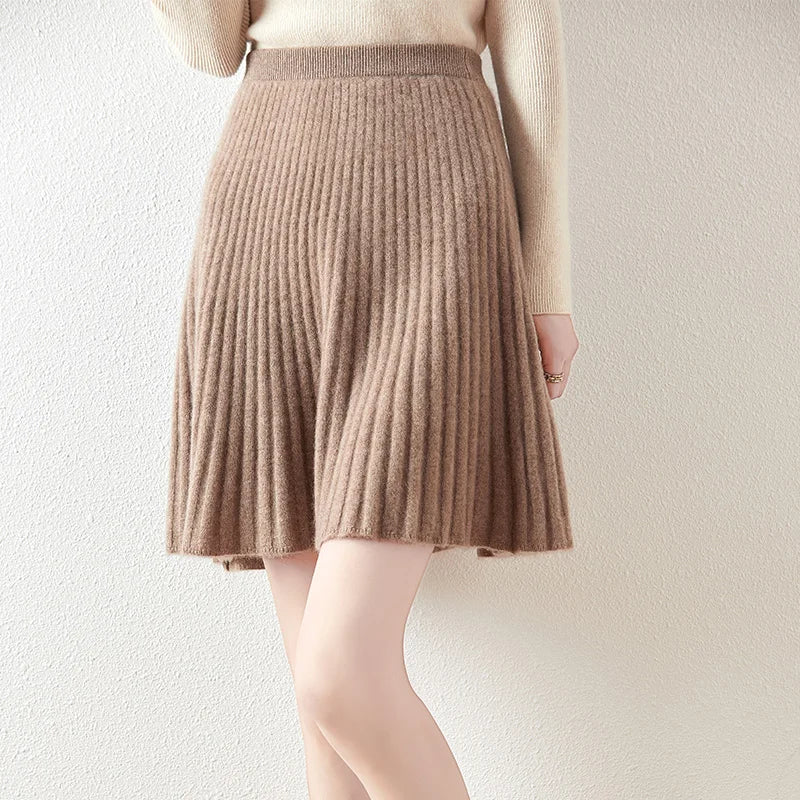 Women's Stylish Wool Skirt Camel