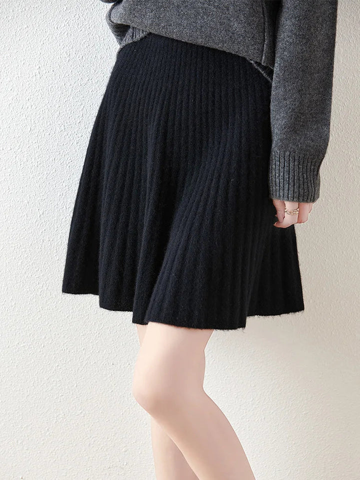 Women's Stylish Wool Skirt Black