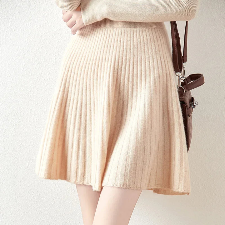 Women's Stylish Wool Skirt Beige