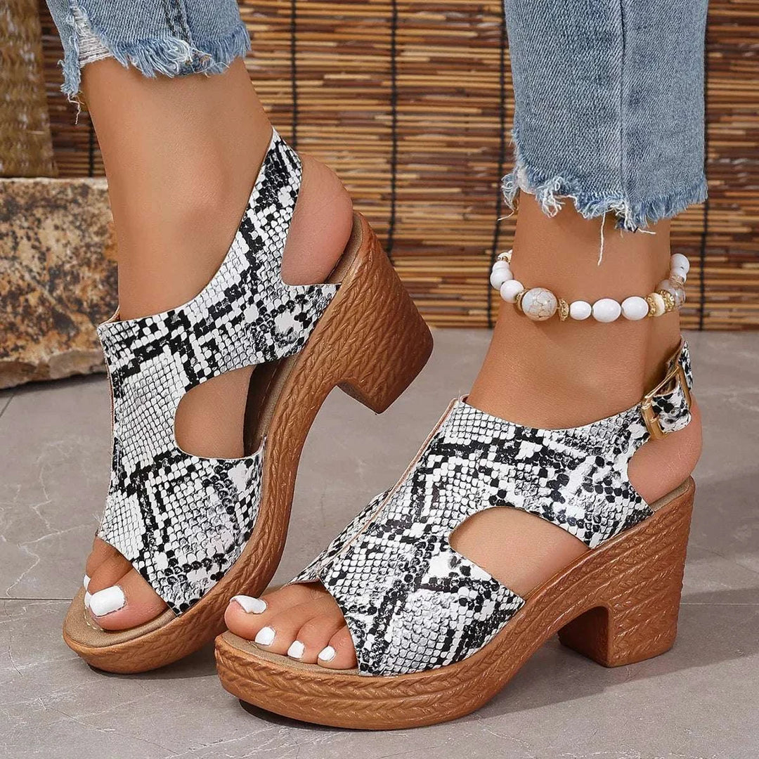 Women's Summer Sandals - Stylish and Comfortable Footwear Snake print
