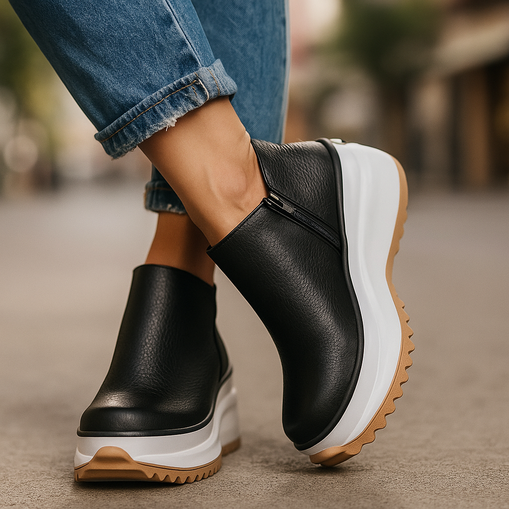 Women's Urban Wedge Ankle Boots Black