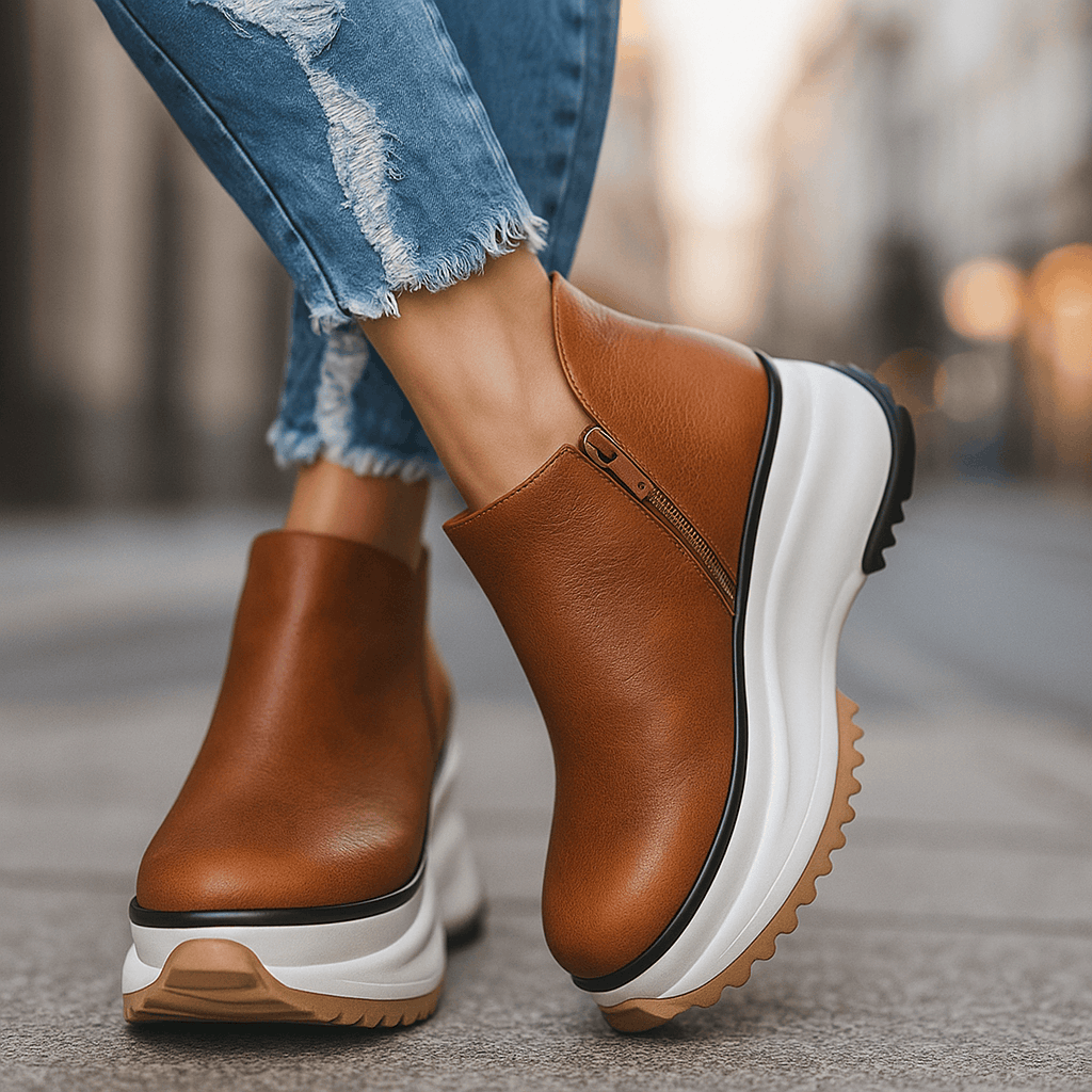 Women's Urban Wedge Ankle Boots Brown