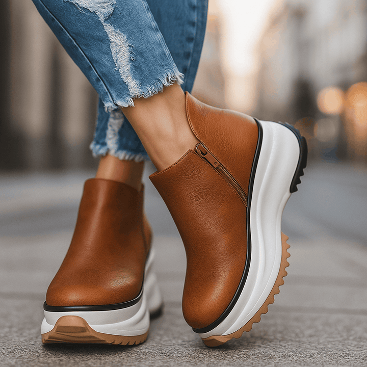 Women's Urban Wedge Ankle Boots Brown