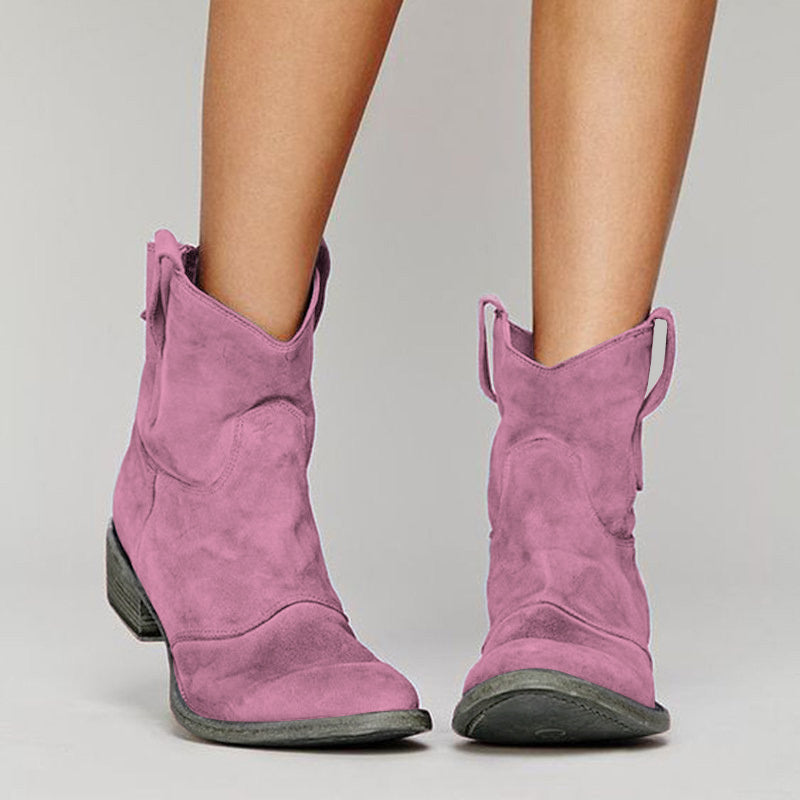 Women's Vintage-Finish Western Boots Pink