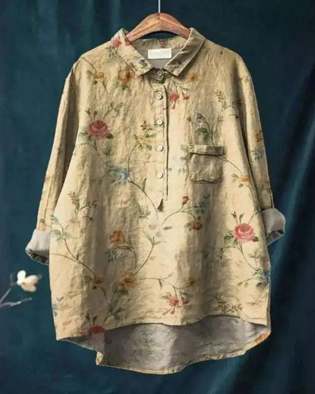 Women's Vintage Floral Blouse Brown