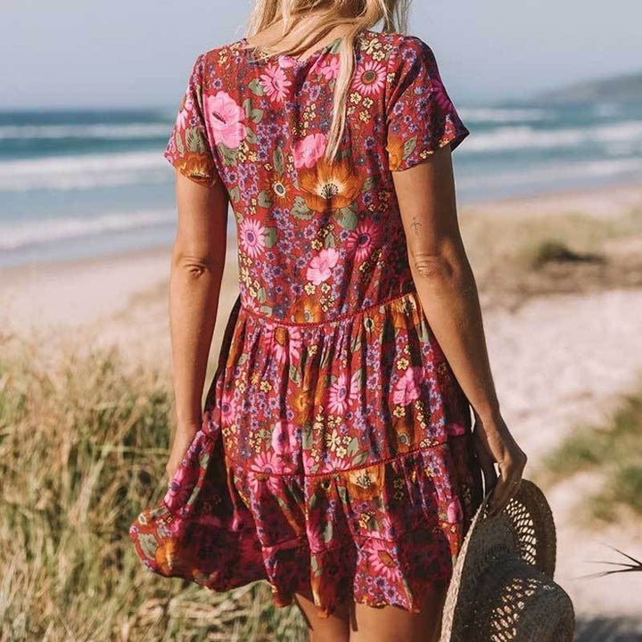 Women's Vintage Floral Mini Dress