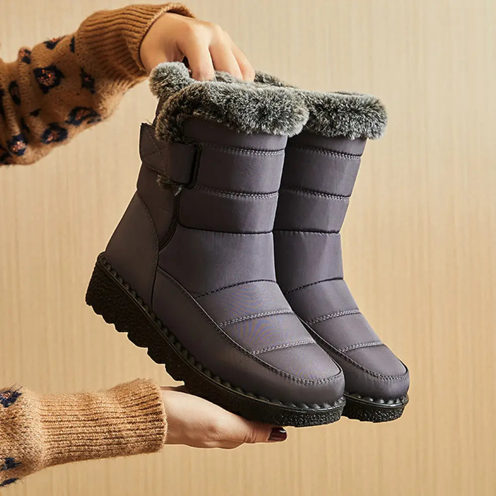 Women's Waterproof Snow Boots – Warm & Non-Slip Winter Footwear Gray