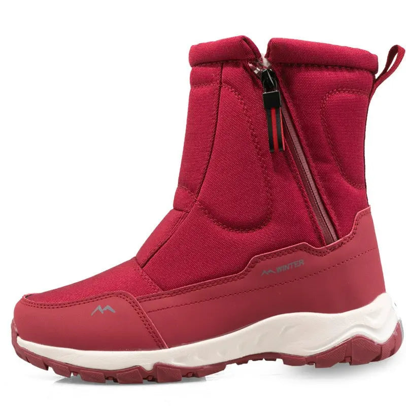 Women's Waterproof Winter Snow Boots – Warm & Non-Slip Comfort Wine Red