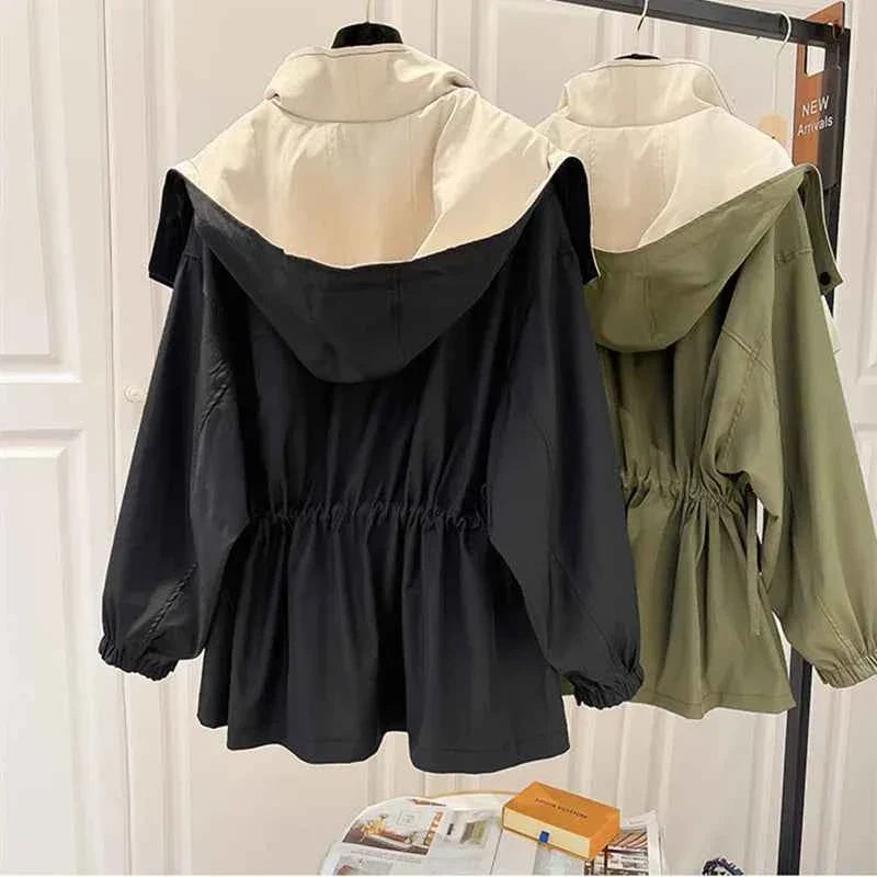 Womens Windproof Trench Coat Water Repellent Lightweight