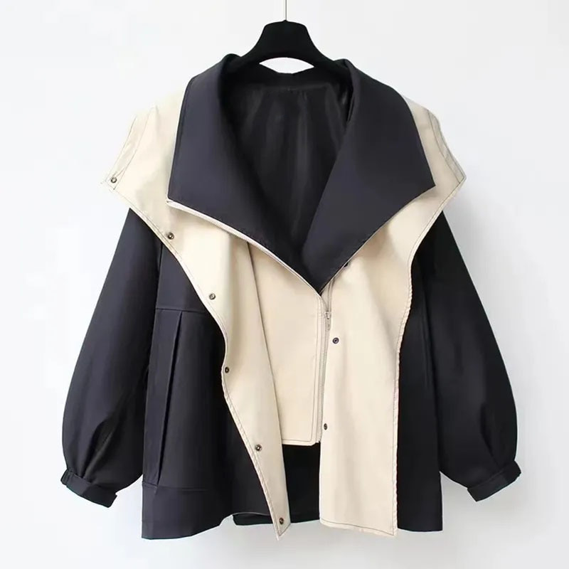 Womens Windproof Trench Coat Water Repellent Lightweight Black