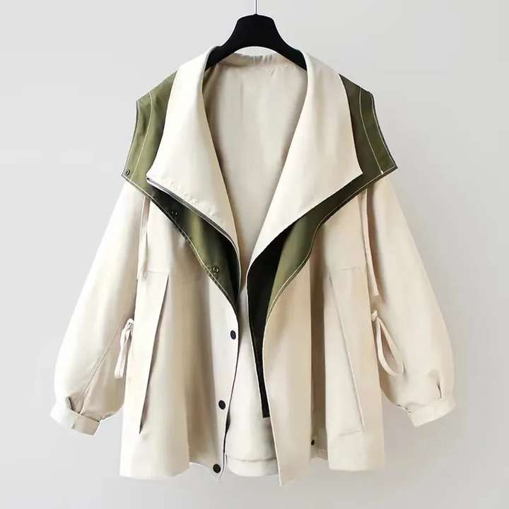 Womens Windproof Trench Coat Water Repellent Lightweight White