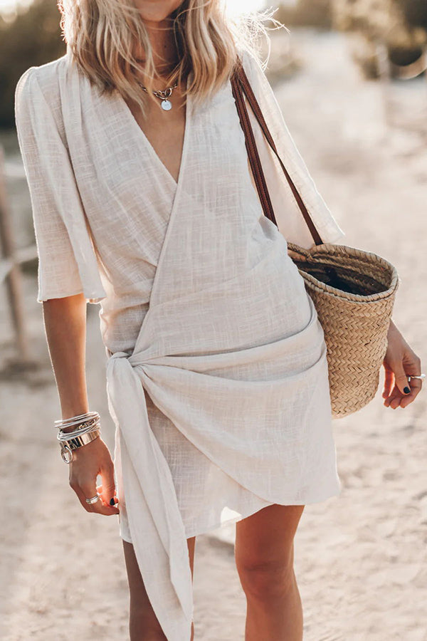 Megan | Women's Asymmetrical Hem Wrap Mini Dress