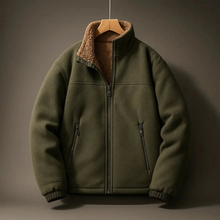 Wool-Blend Fleece-Lined Jacket for Men Green