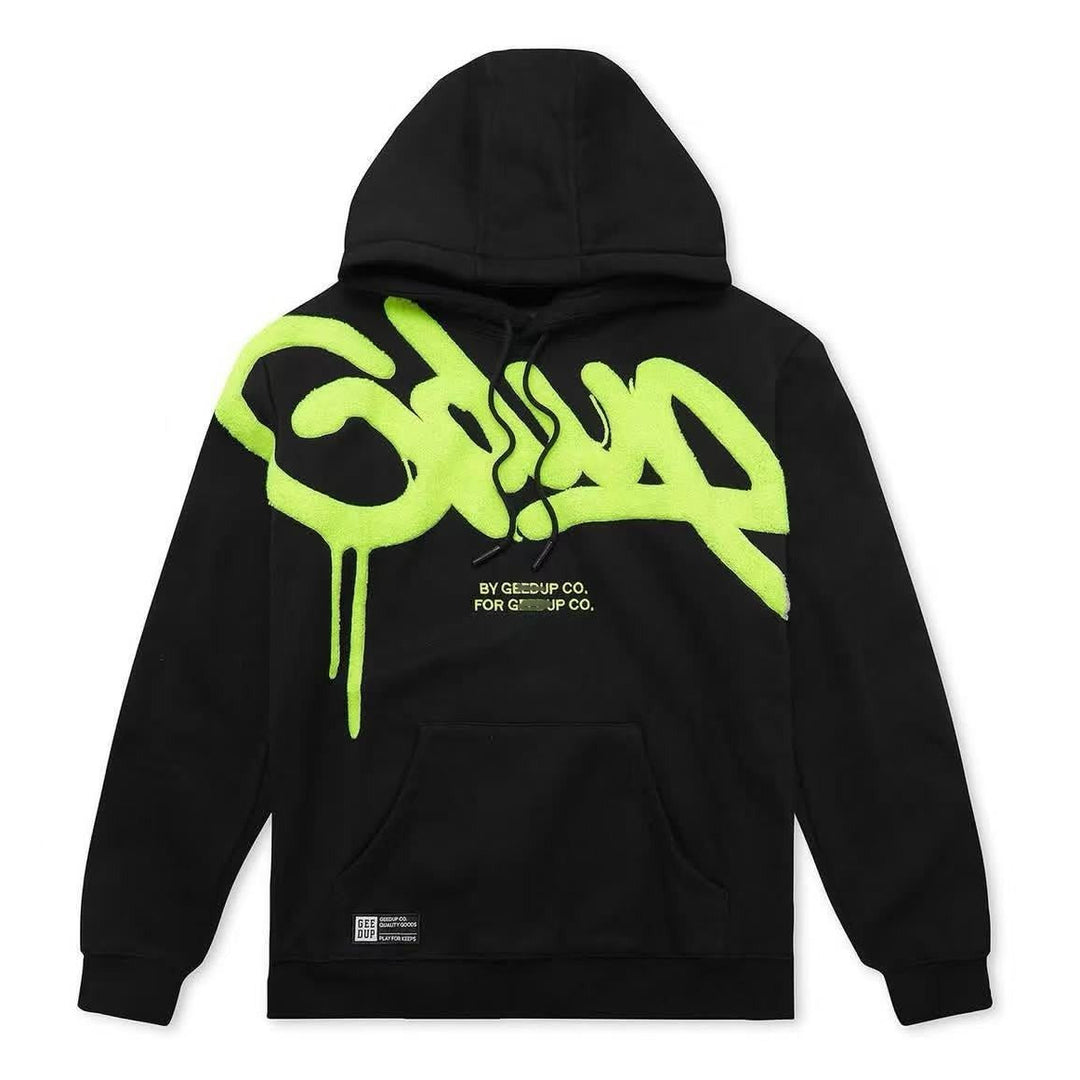 Y2K Harajuku Oversized Letter Hoodie – Unisex Streetwear Green Black