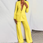 Elegant Womens Blazer and Pants Set for Formal Wear Yellow