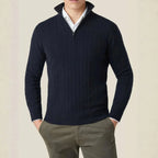 York Cable-Knit Quarter-Zip Sweater for Men Black