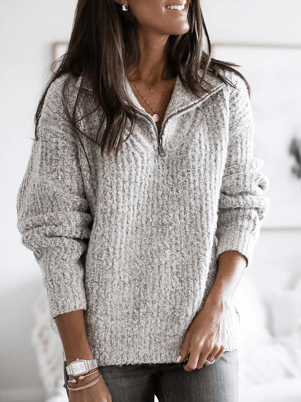 Women's Polished Casual Sweater Gray