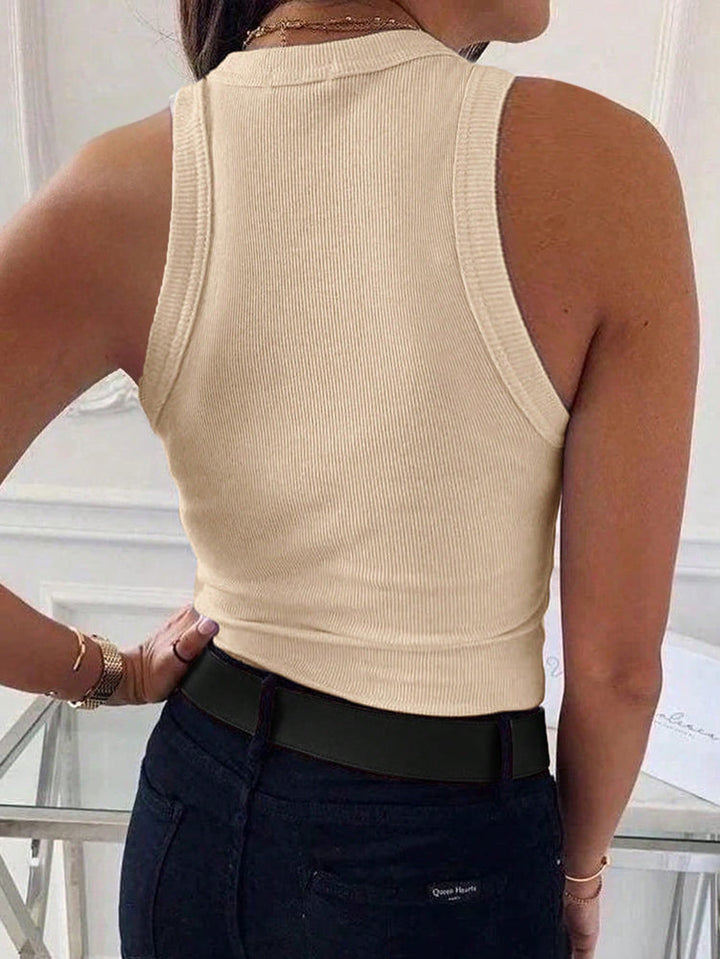 Damen Slim Fit Geripptes Ärmelloses Top