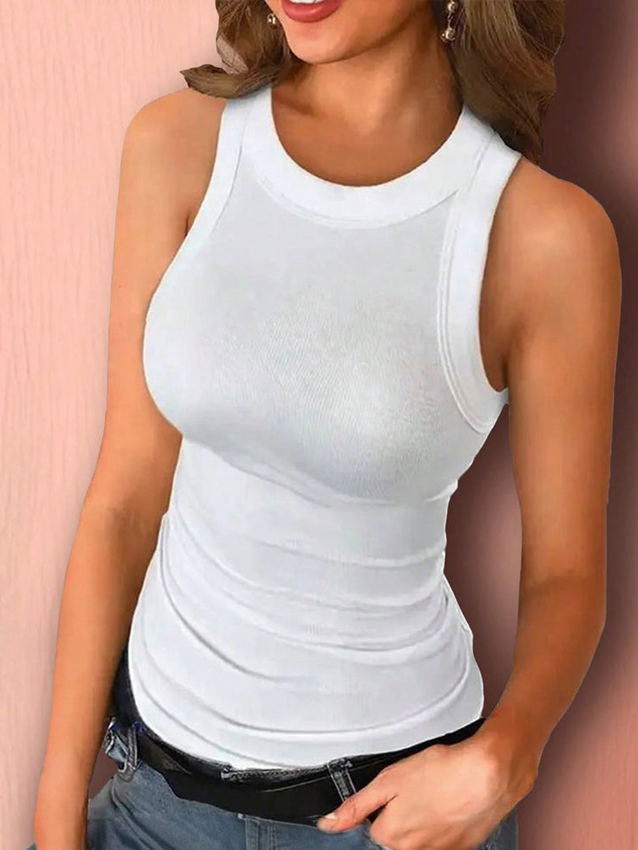 Damen Slim Fit Geripptes Ärmelloses Top