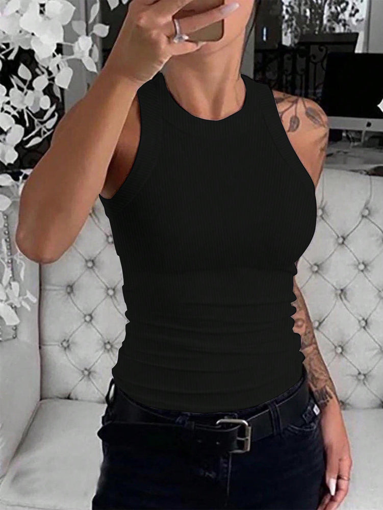 Damen Slim Fit Geripptes Ärmelloses Top