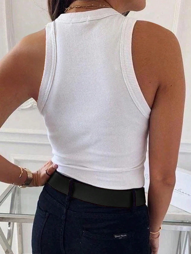 Damen Slim Fit Geripptes Ärmelloses Top