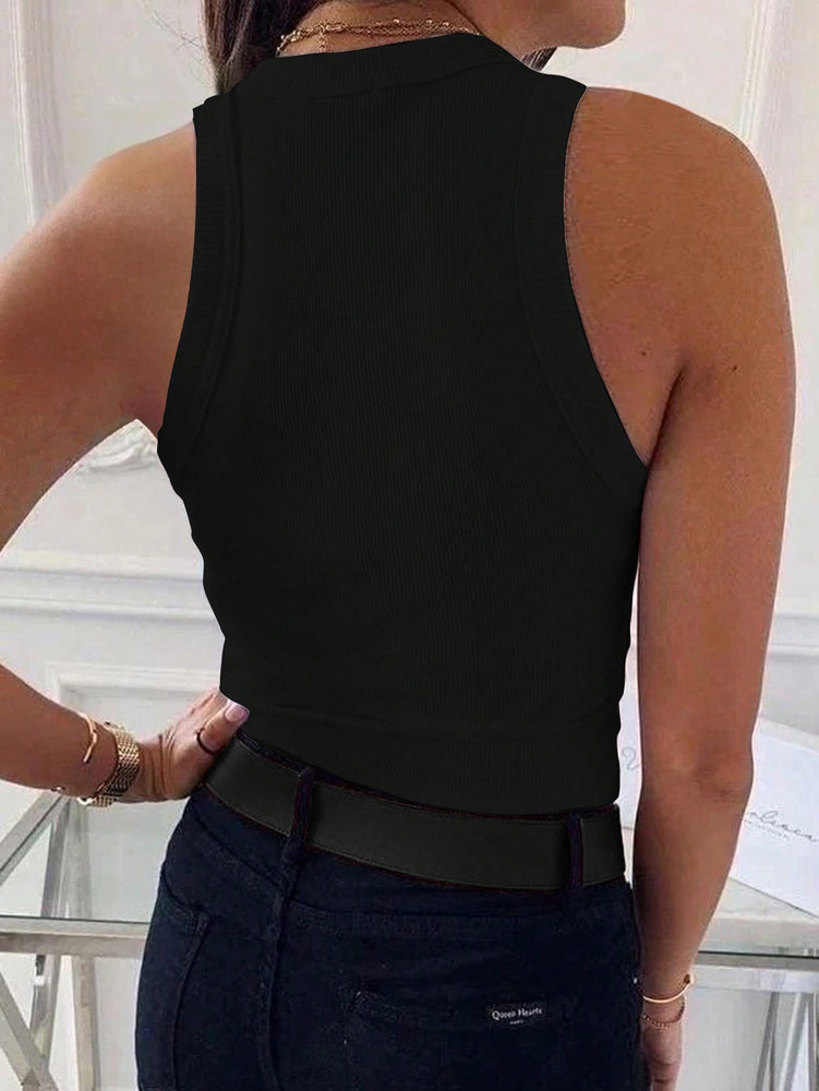 Damen Slim Fit Geripptes Ärmelloses Top