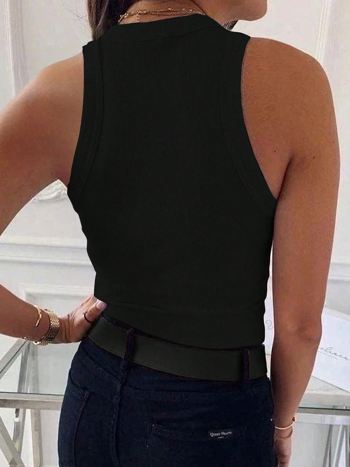 Damen Slim Fit Geripptes Ärmelloses Top