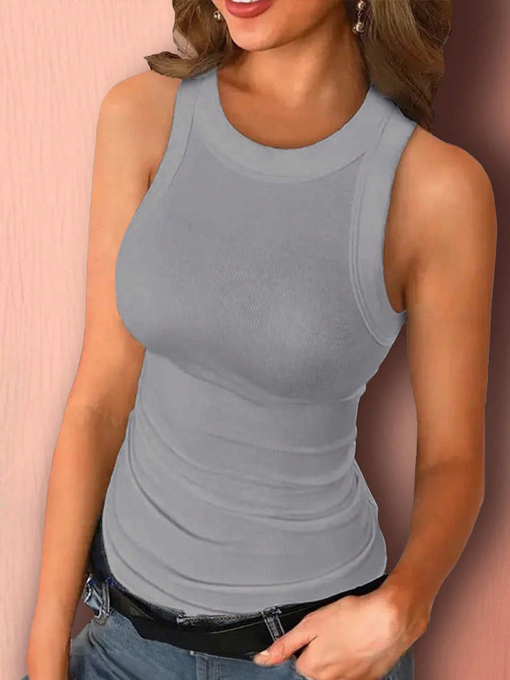 Damen Slim Fit Geripptes Ärmelloses Top