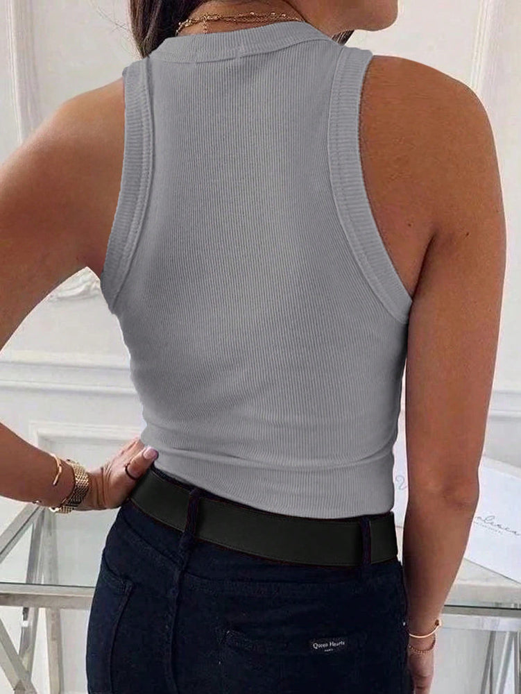 Damen Slim Fit Geripptes Ärmelloses Top
