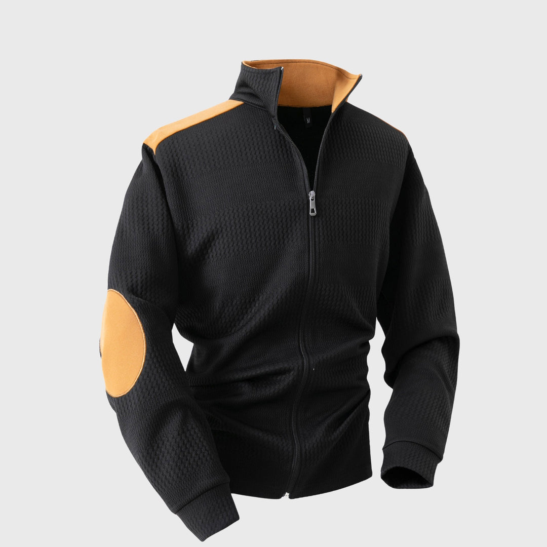 Giacca da uomo in maglia con collo rialzato e chiusura con zip