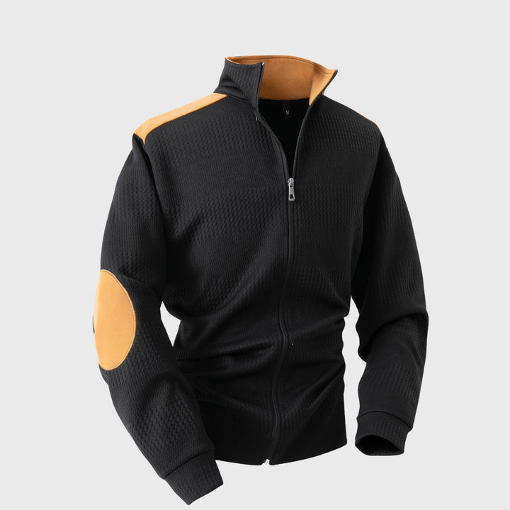 Giacca da uomo in maglia con collo rialzato e chiusura con zip