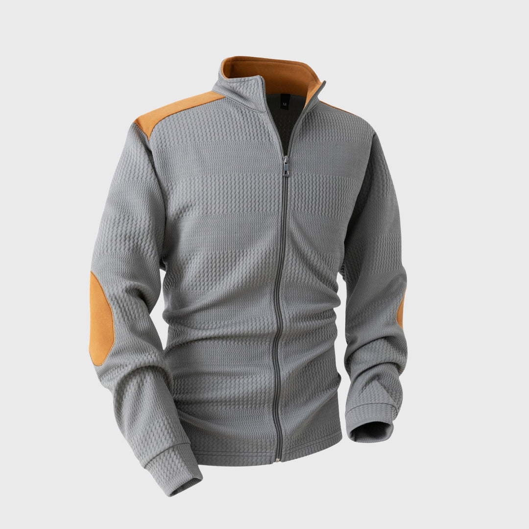 Giacca da uomo in maglia con collo rialzato e chiusura con zip