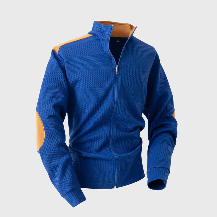 Giacca da uomo in maglia con collo rialzato e chiusura con zip