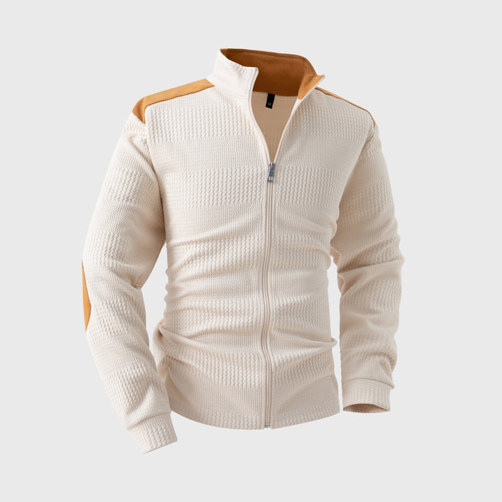 Giacca da uomo in maglia con collo rialzato e chiusura con zip