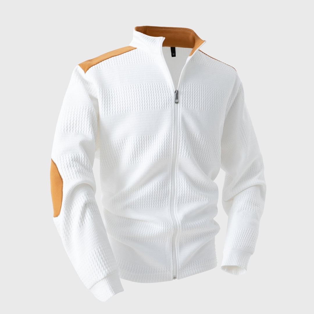 Giacca da uomo in maglia con collo rialzato e chiusura con zip