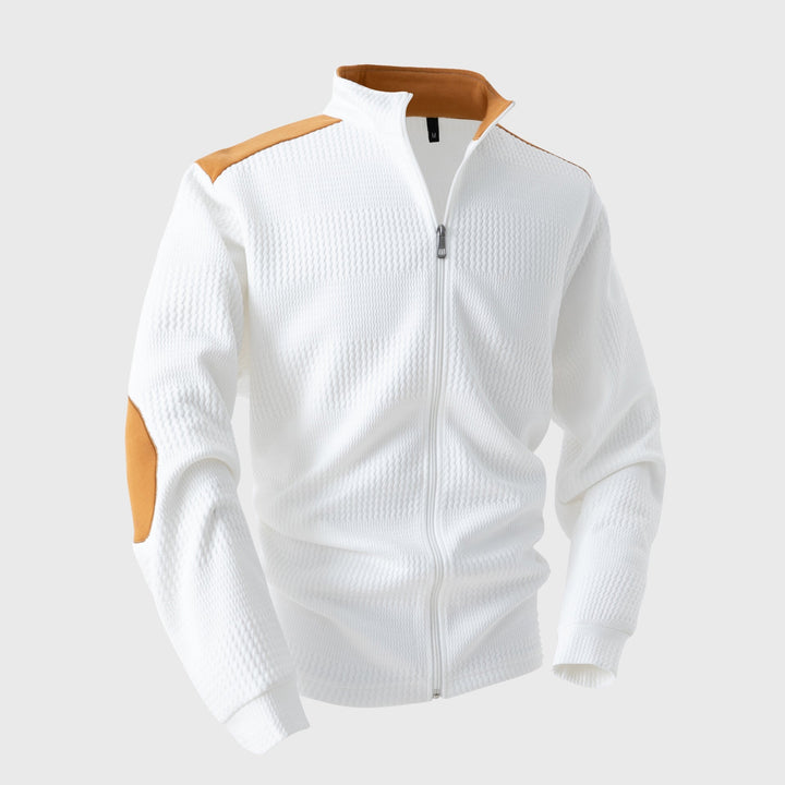 Giacca da uomo in maglia con collo rialzato e chiusura con zip