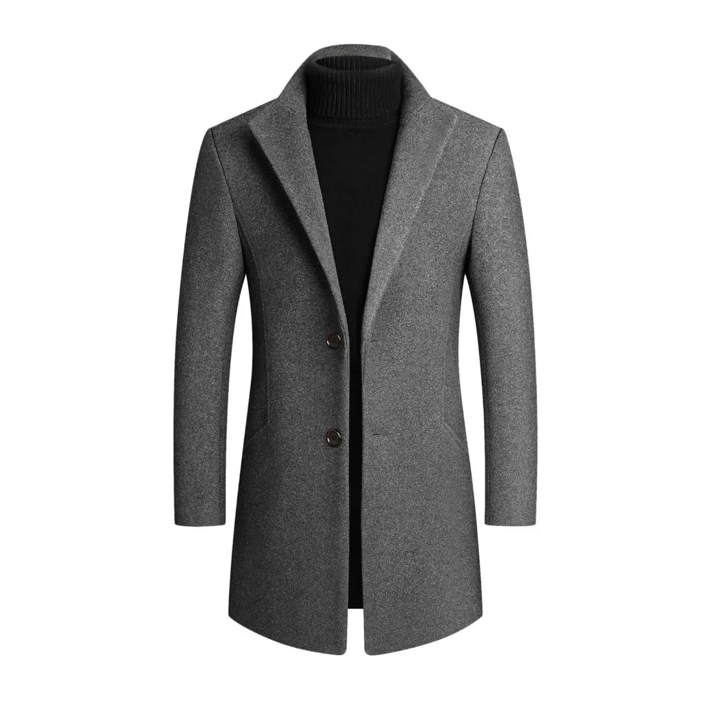 Classic Two-Button Wool Overcoat Gray