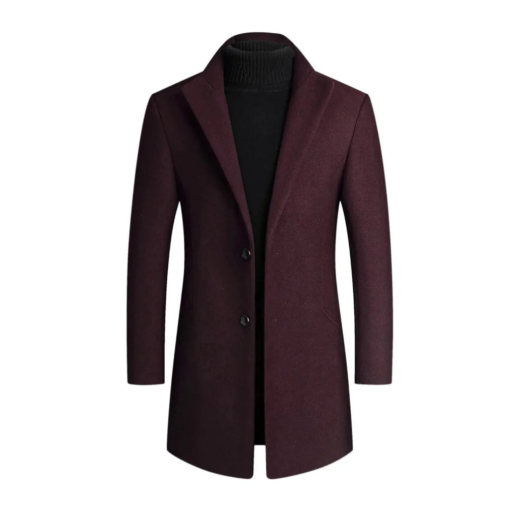 Classic Two-Button Wool Overcoat Red