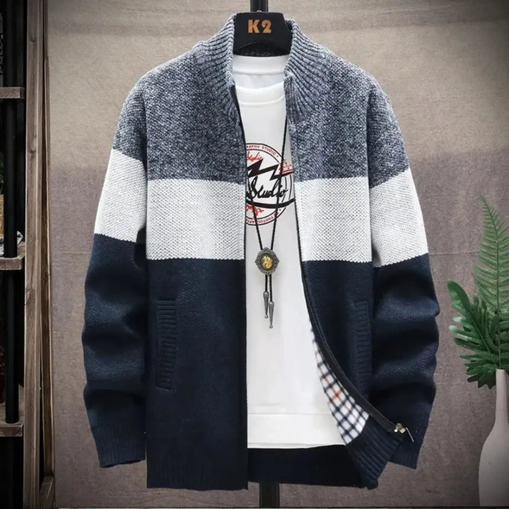 Zip-Up Cardigan for Effortless Style Navy Blue
