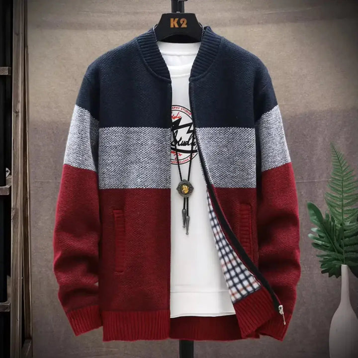 Zip-Up Cardigan for Effortless Style Wine Red