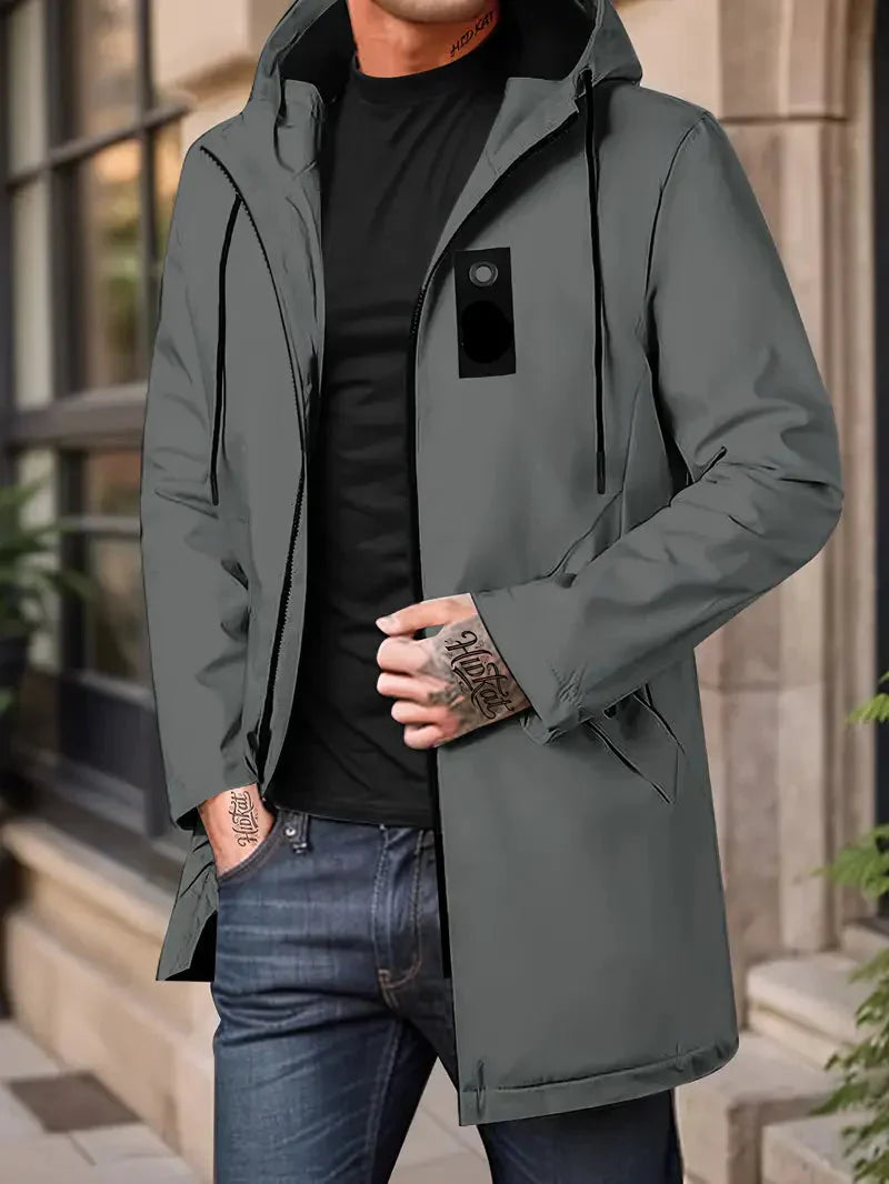 Zip-Up Hooded Windbreaker Jacket Gray