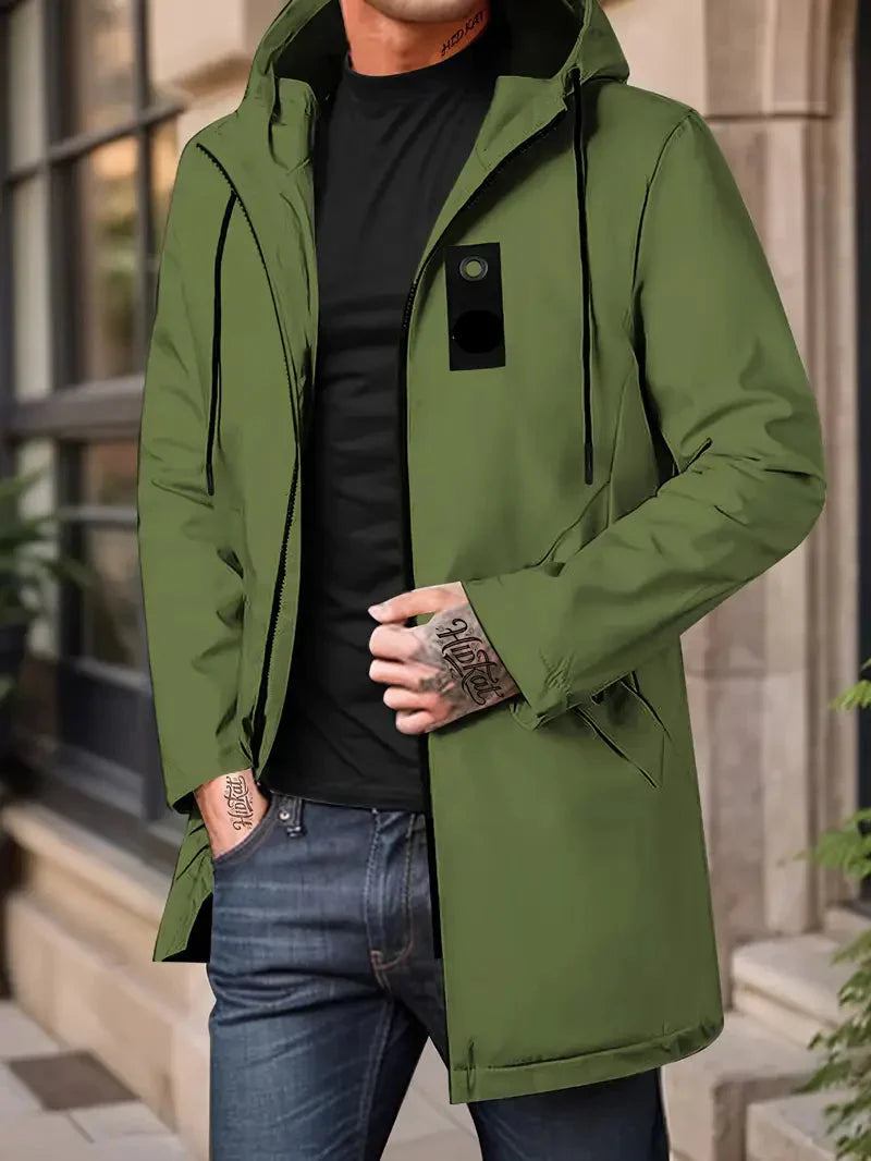 Zip-Up Hooded Windbreaker Jacket Green