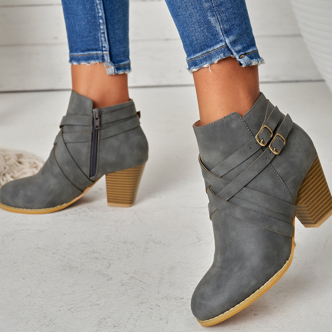 Women's Chic Heeled Ankle Boots-MODAUTLET